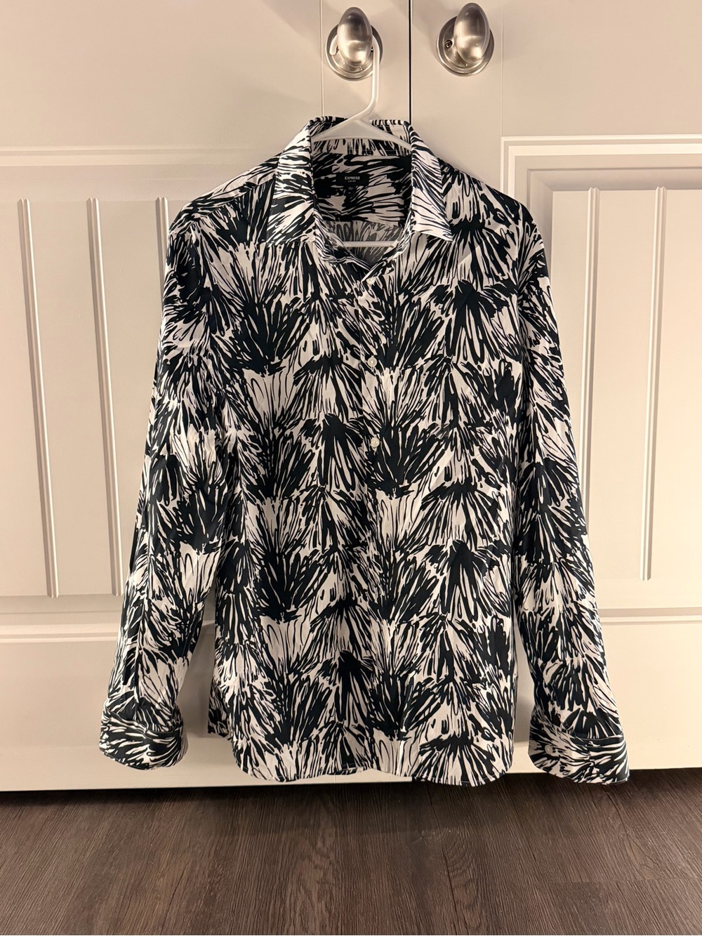 Express Black & White Abstract Printed Shirt Jacket